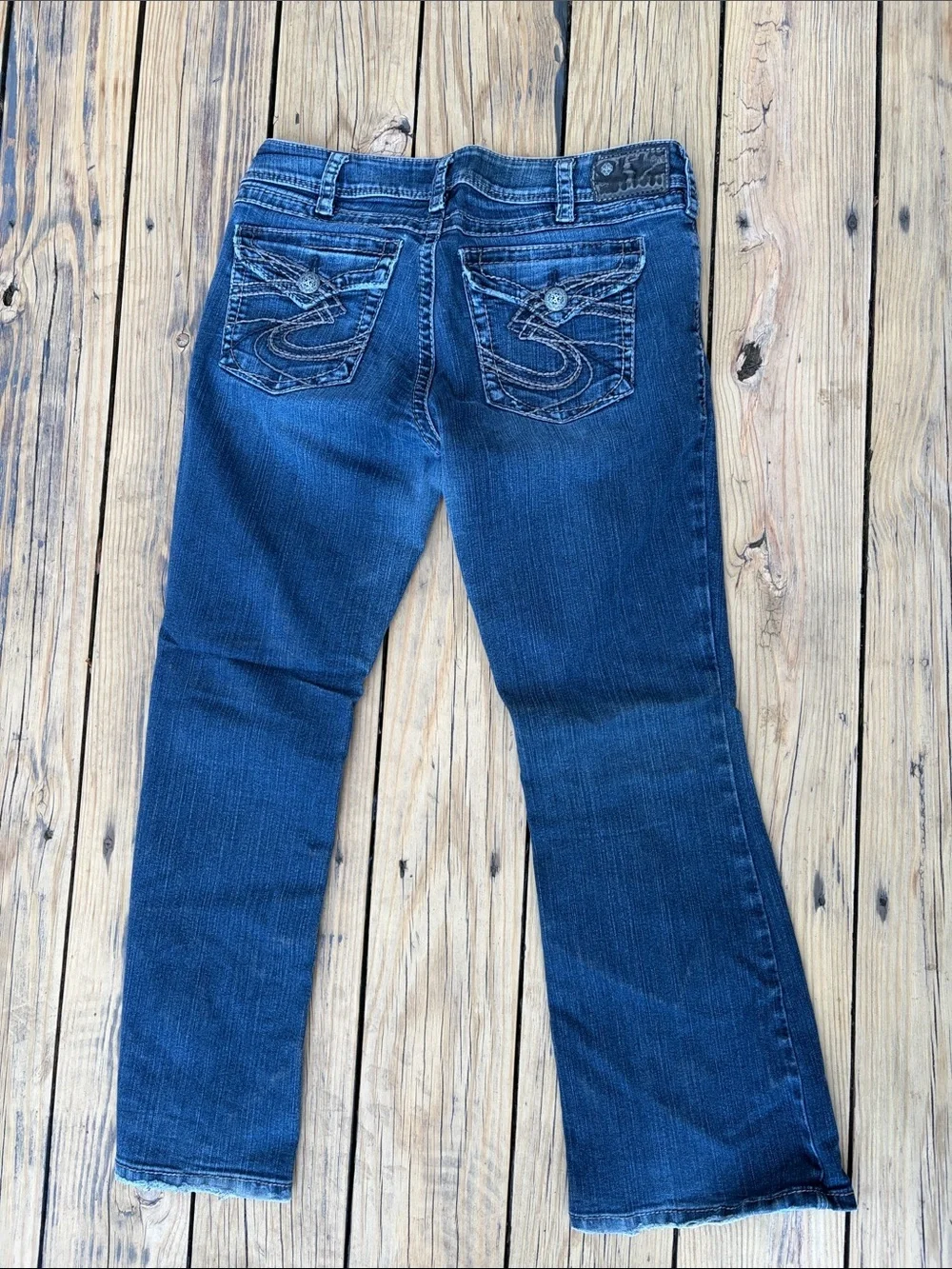 Silver Jeans suki surplus Dark Blue Embroidered Pocket Jeans 33/30
